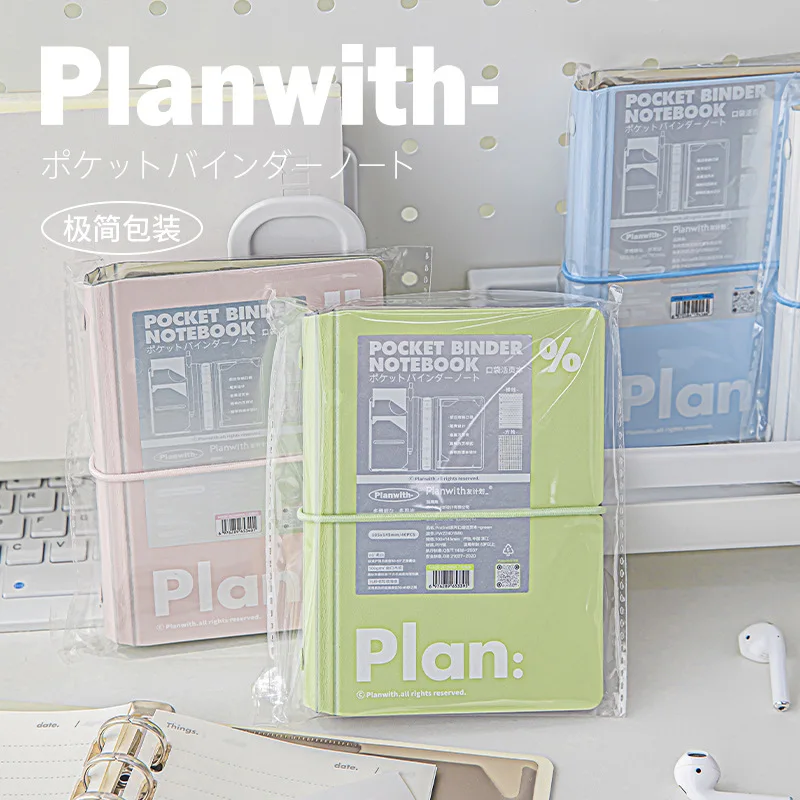 Pocket Binder Notebook A7 Portable Size Mild Color Hard Cover Coil Book 40 Sheets Line & Grid Page Diary Memo