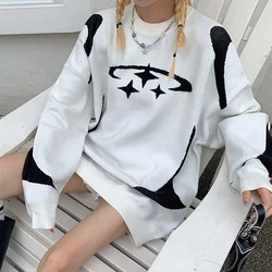 2024 New Hip Hop Streetwear Y2K Autumn and Winter Round Neck Couple Sweater Oversize Knit Men's Tops sweaters Female clothing