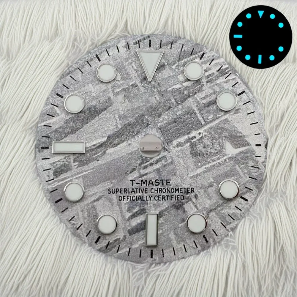 28.5 مللي متر S شعار GMT نيزك الهاتفي مناسبة ل جودة عالية NH34 جنبان حركة الجليد الأزرق مضيئة ساعة تعديل الملحقات