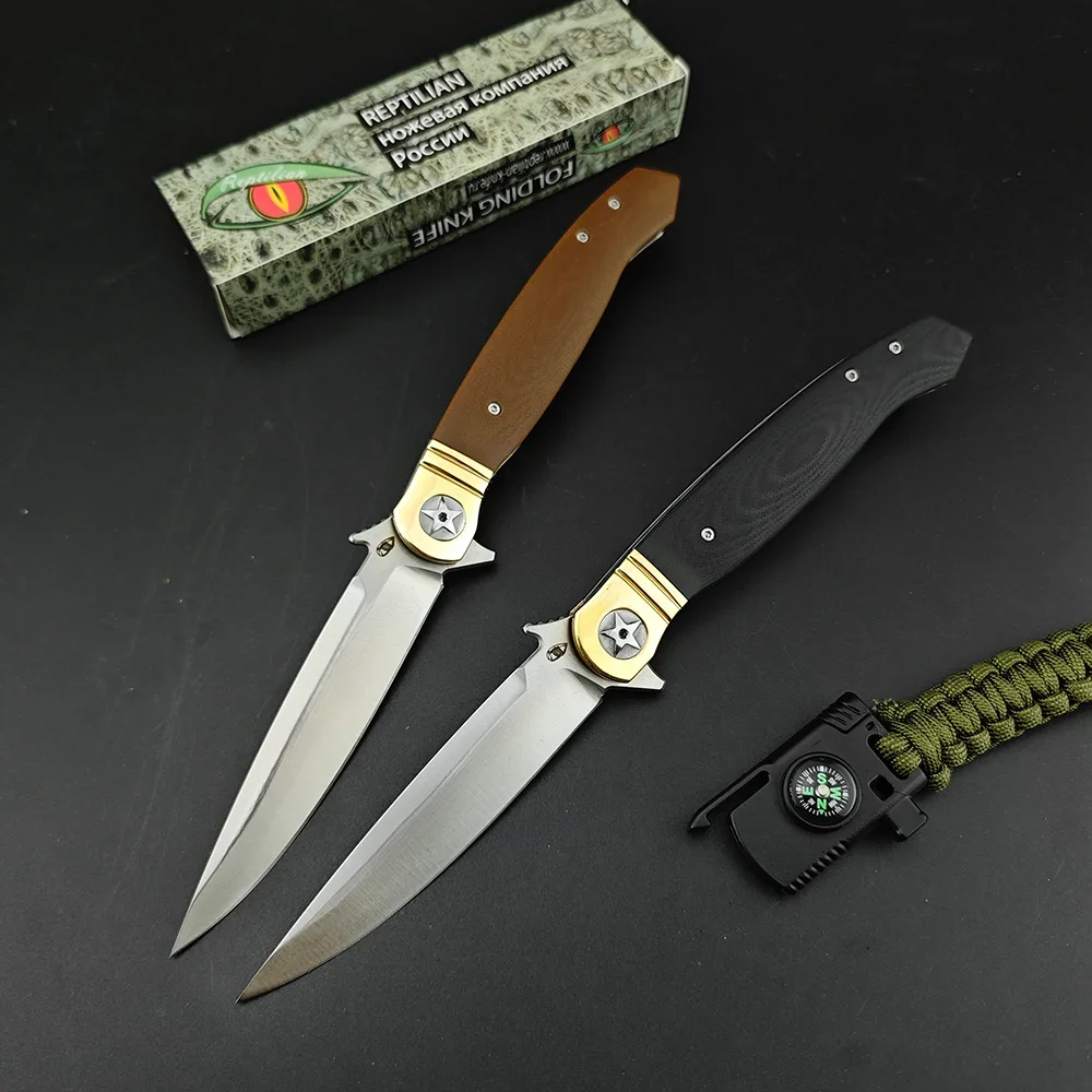 

Tactical Russian Style Folding Knife G10 Handles 440C Stainless Steel Pocket Multitools EDC Survival Hunting Folding Knife