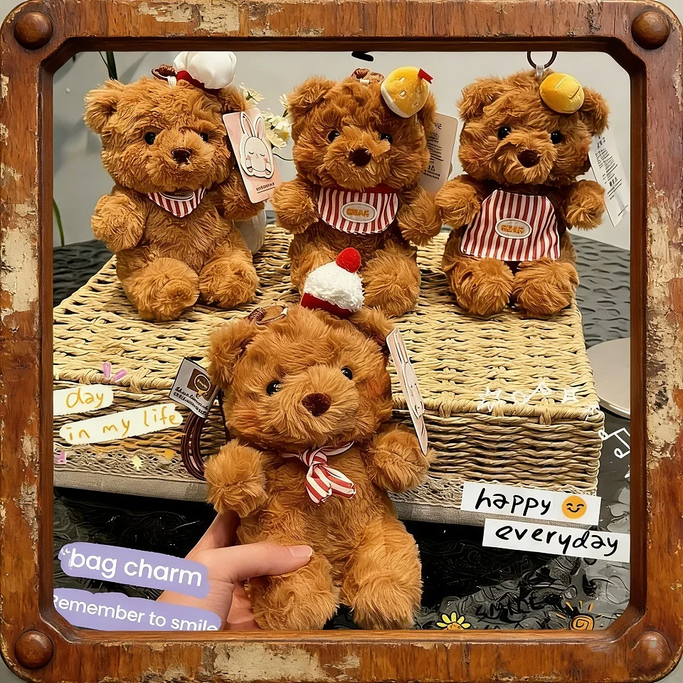 

17cm Kawaii Bear Plush Stuffed Animal for Bag Charm Girl Keychain Adorable for Hanging Backpacks Cute Chef Bear Kid Perfect Gift