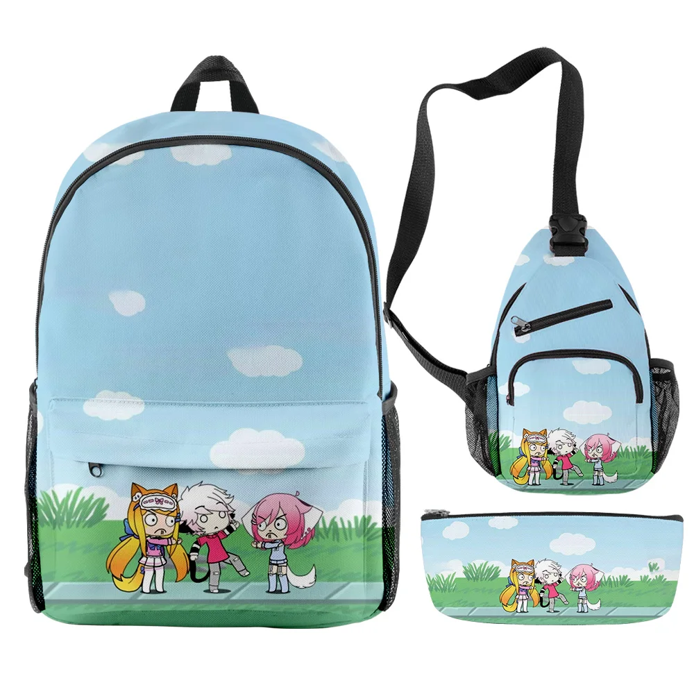 Hip Hop Popular Funny gacha life 3D Print 3pcs/Set pupil School Bags Travel Laptop Backpack Chest Bag Pencil Case