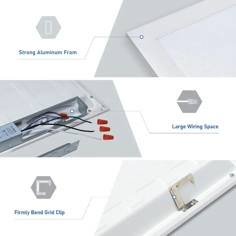 home.42 Pack 2x4 LED Drop Ceiling Light Fixture Flat Panel, 0-10V Dimmable, 30/40/50W Selectable, 3000K 4000K 5000K Switchable,