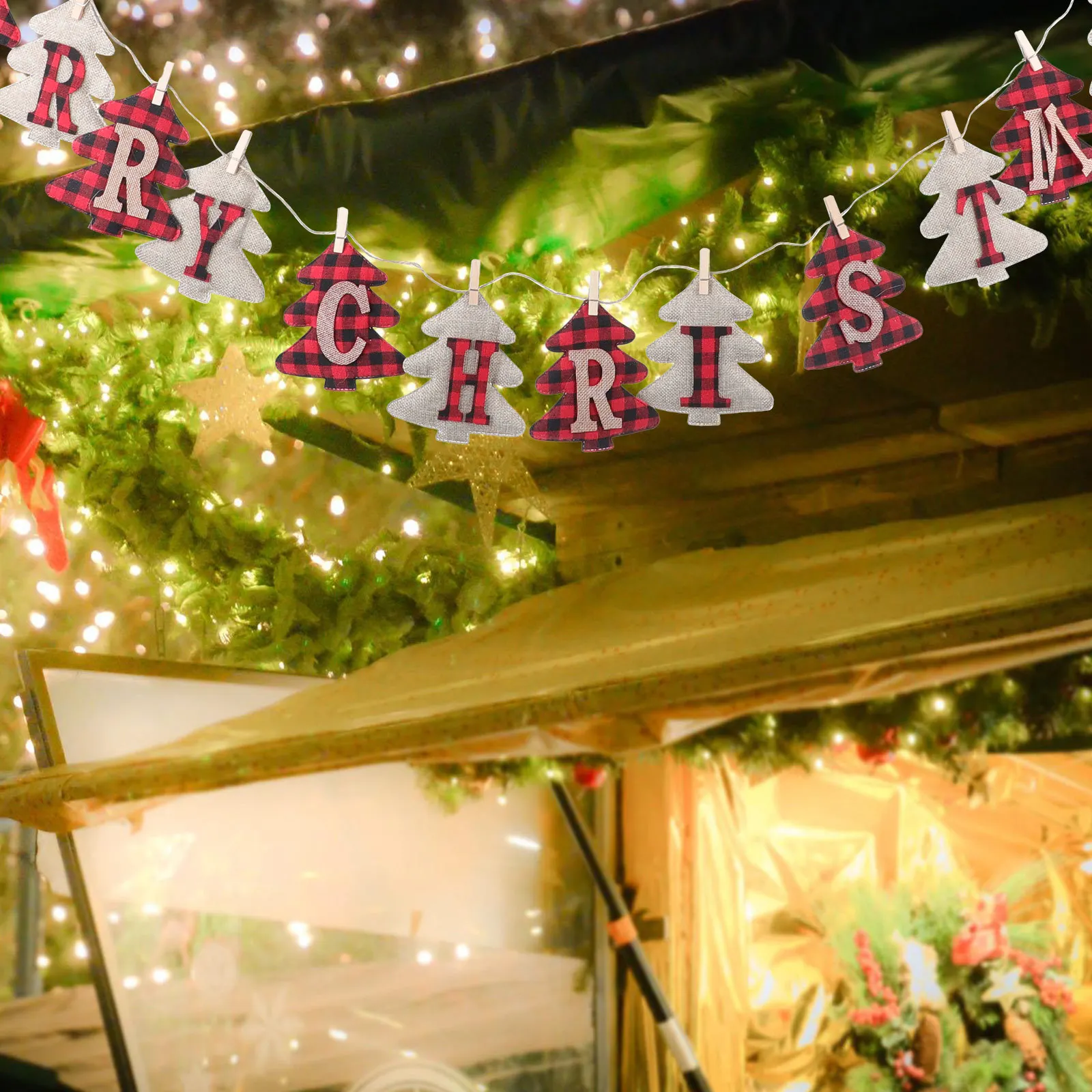 1 قطعة شجرة عيد الميلاد الرايات العلم قلادة عطلة ديكور حفلات راية معلقة مهرجان عيد الميلاد الاحتفال جدار الزينة ديكور #3