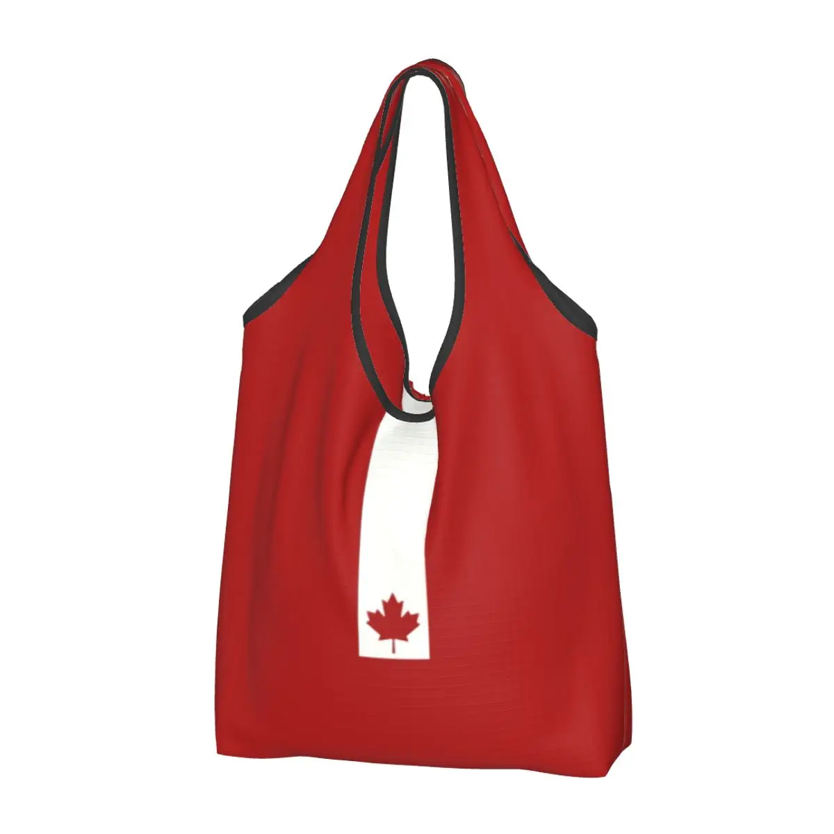 Custom Minimal Canada Flag Shopping Bag Women Portable Large Capacity Groceries Canadian Pride Shopper Tote Bags