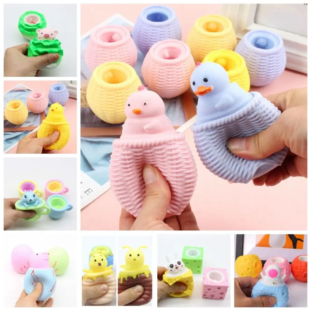 Cute Mouse and Cheese Pop Up Mouse and Cheese Tea Cup Squirrel Cabbage Pig Cartoon Design Cabbage Rabbit Children Adult Toys