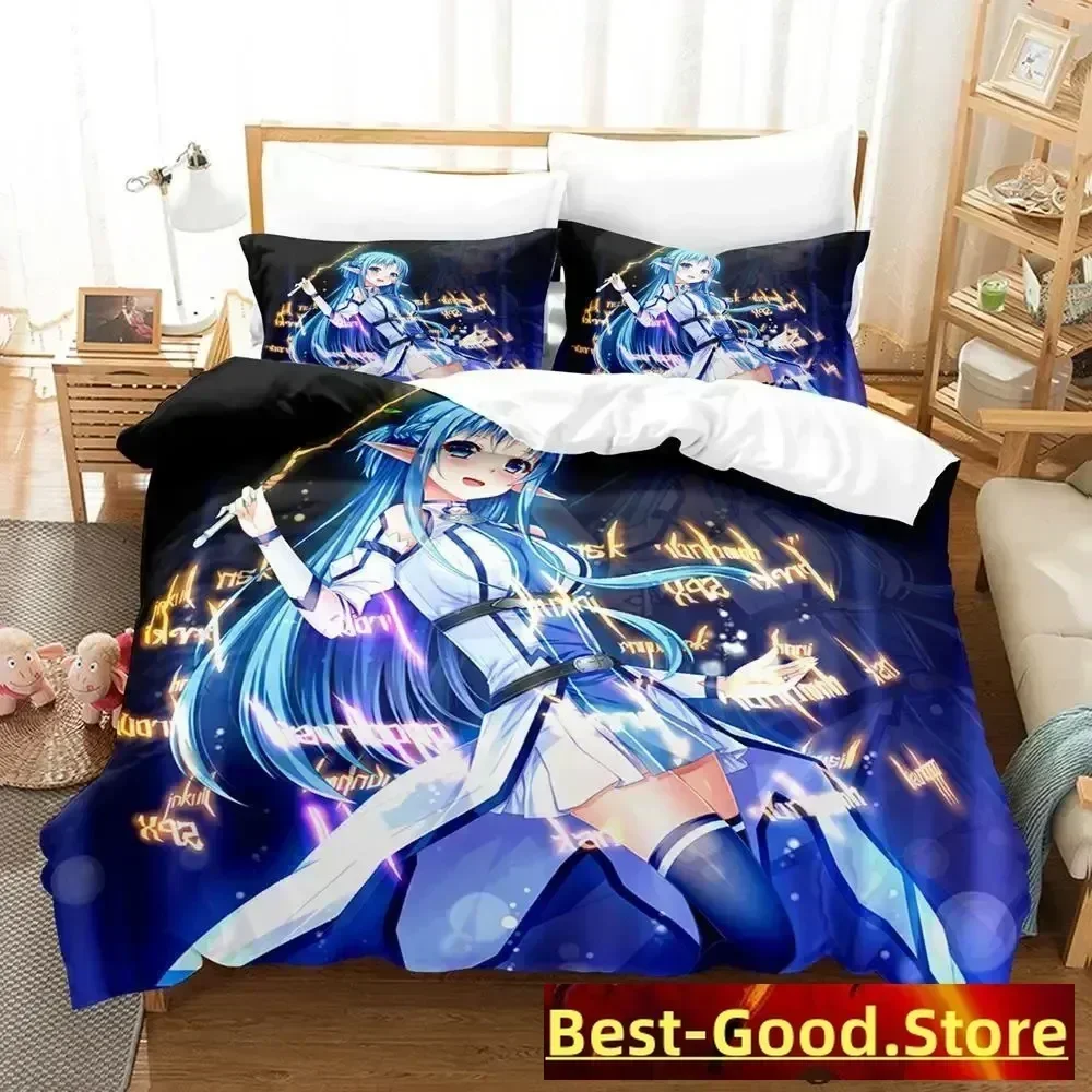 2023 Sword Art Online II Bedding Set Cartoon Anime three-piece set Adult Kid Bedroom Duvetcover Sets 3D Kawaii roupas de cama 3