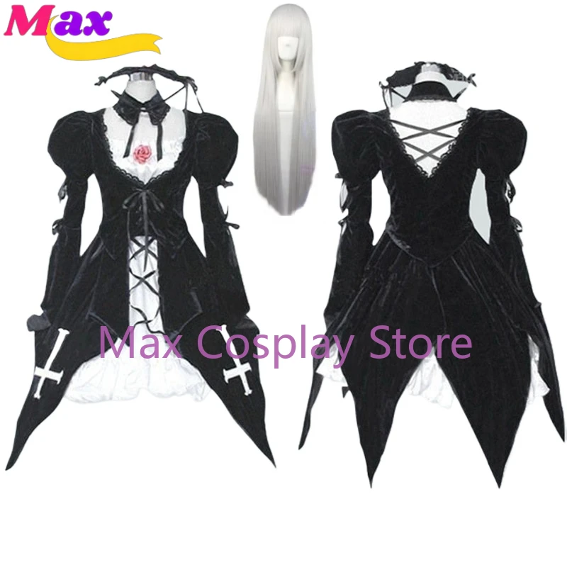 Anime Rozen Maiden Suigintou Mercury Lampe Black Dress Cosplay Costume Customized size