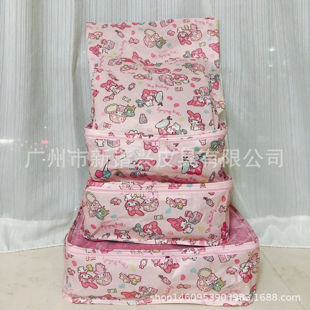 Набор сумок для хранения Sanrio Hello Kitty 6 шт. дорожная сумка Kawaii My Melody студенческая складная портативная спортивная с героями мультфильмов большой Фото №2