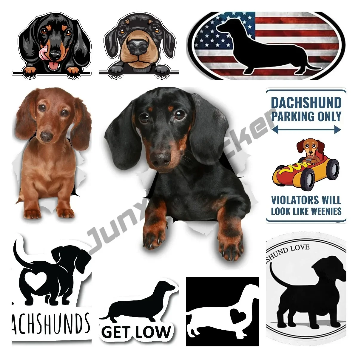 

3D Dog Dachshund Sausage Decals for Wall Fridge Toilet and More Retail Anime Camper The Whole Body