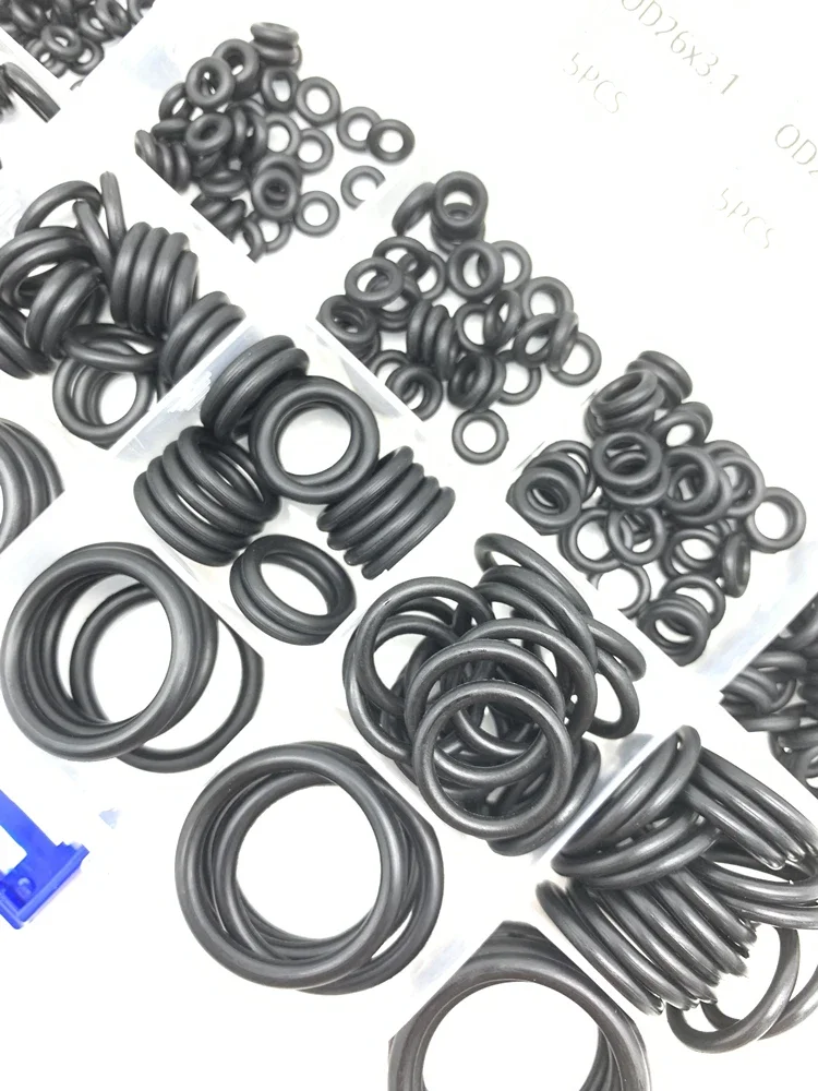 CS1.8mm Inner Diameter 6-25mm Black NBR O Ring Kit 225pcs Oil abrasion Resistant Gasket Kit Different Sizes Automotive Parts Use