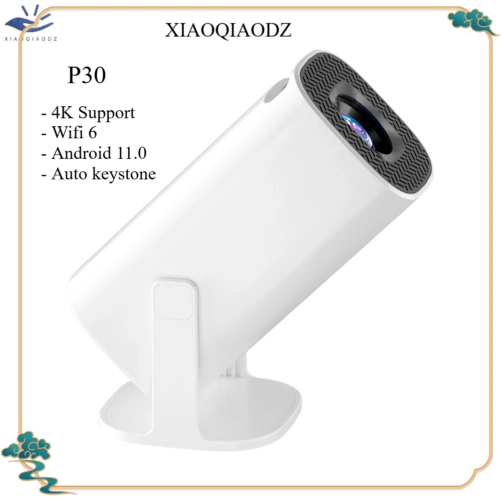 

XIAOQIAODZ 4K Mini Portable Projector P30 Game Home Theater LED 8K 1080P Android Smart Video Pocket Wifi BT Cinema HD