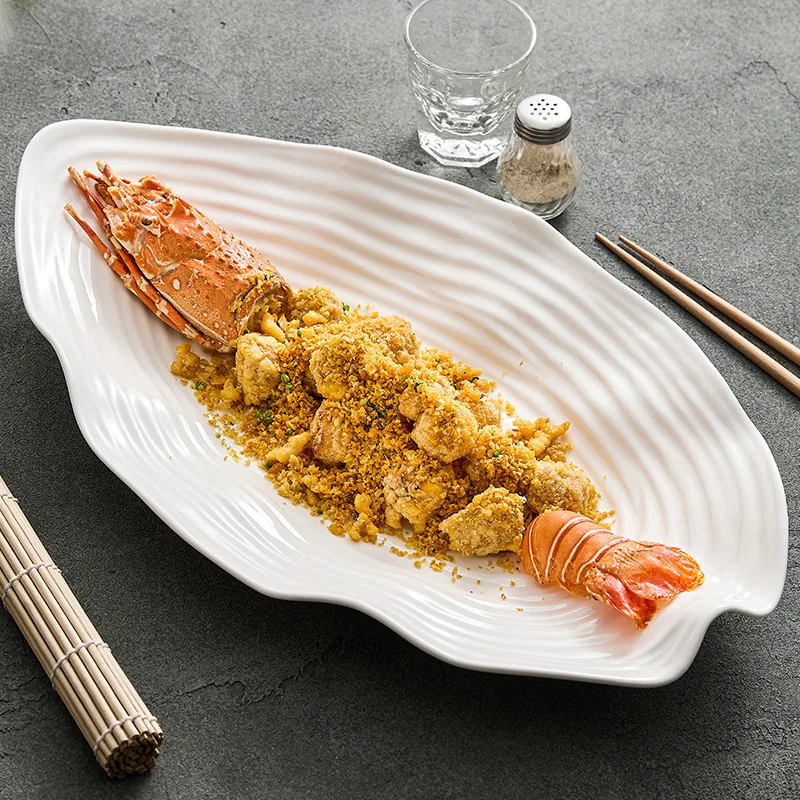 

Irregular Large Ceramic Sashimi Plate Restaurant Hotel Western Food Steak Tableware Salmon Seafood Ceramic Pendulum Plate