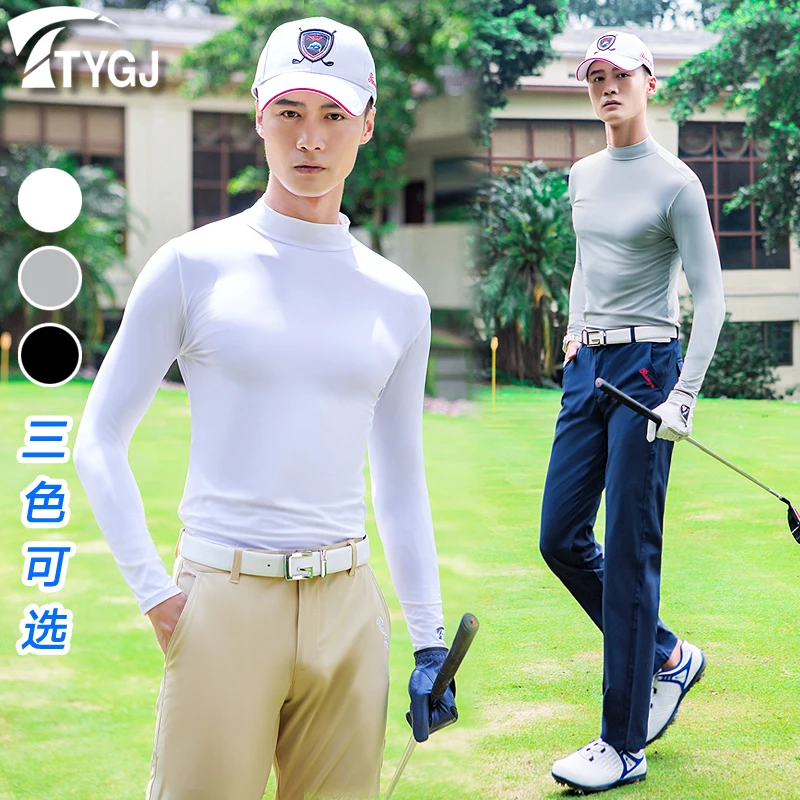 

2023 Summer Golf men Sunscreen with long sleeves and ultra-thin ice silk bottoming shirt