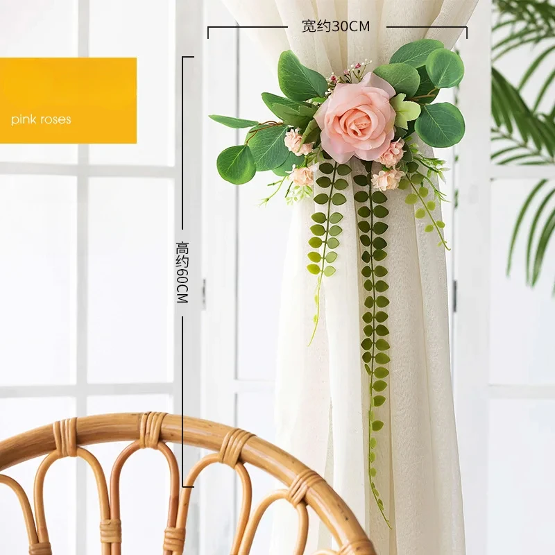 Nordic-style artificial flower curtain kiss, multi-purpose pendant for living room, bedroom, wedding decoration, elegant and lux