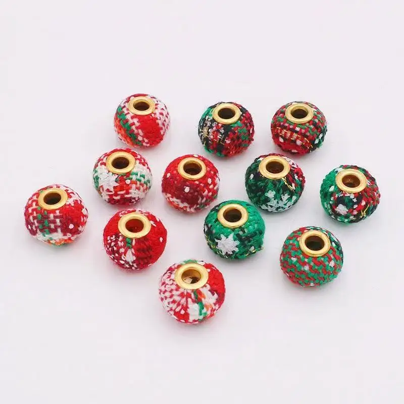 

Рождественский шерстяной шар 13*14 мм, свободные бусины из бисера, ткань, бусины с сквозными отверстиями, аксессуары «сделай сам», автомобильные подвесные аксессуары для рукоделия