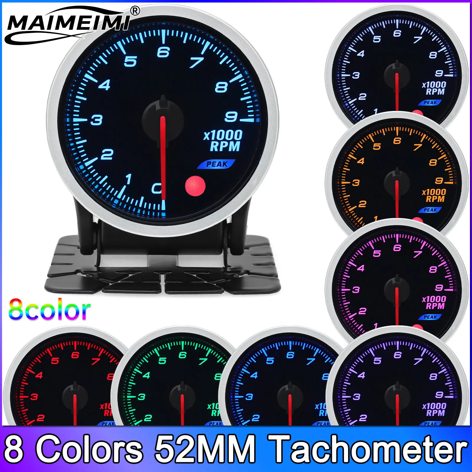 

8 Colors 52MM Tachometer TRANS Temp Meter Boost Water Oil temp Oil pressure Volt Air fuel Ratio EGT Car RPM Gauge