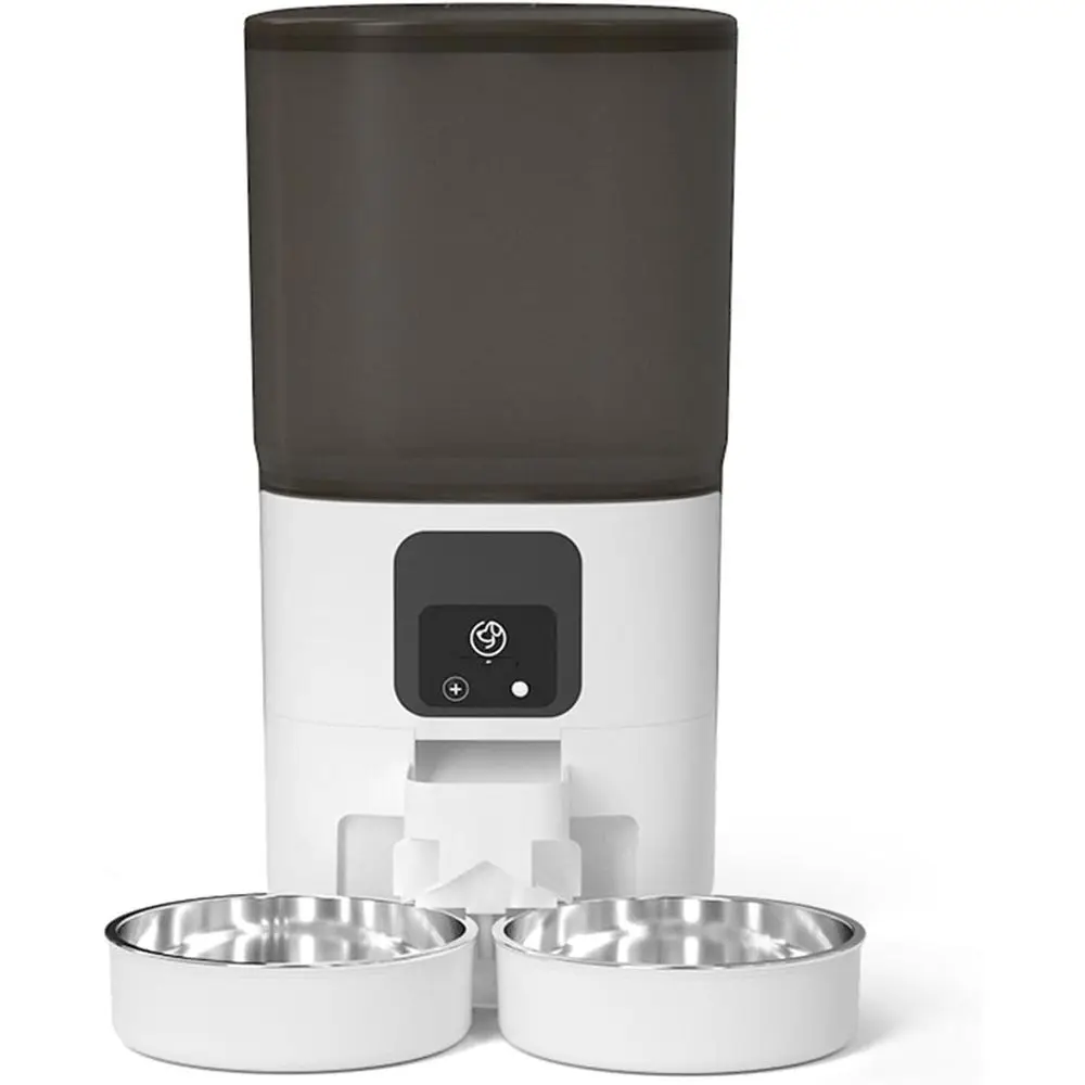 

Smart Automatic Cat Feeder for Two Cats, APP Controlled, Dual Power, Anti-Clog, Stainless Steel Bowls for Wet & Dry Food