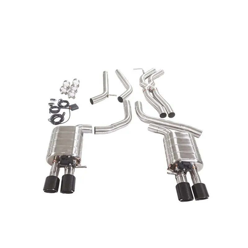 GFC Valved Catback Exhaust System Dual Valve Single Muffler Quad Tips Fit for 2011 Audi S5 3.0T B8 Stainless Steel Performance E