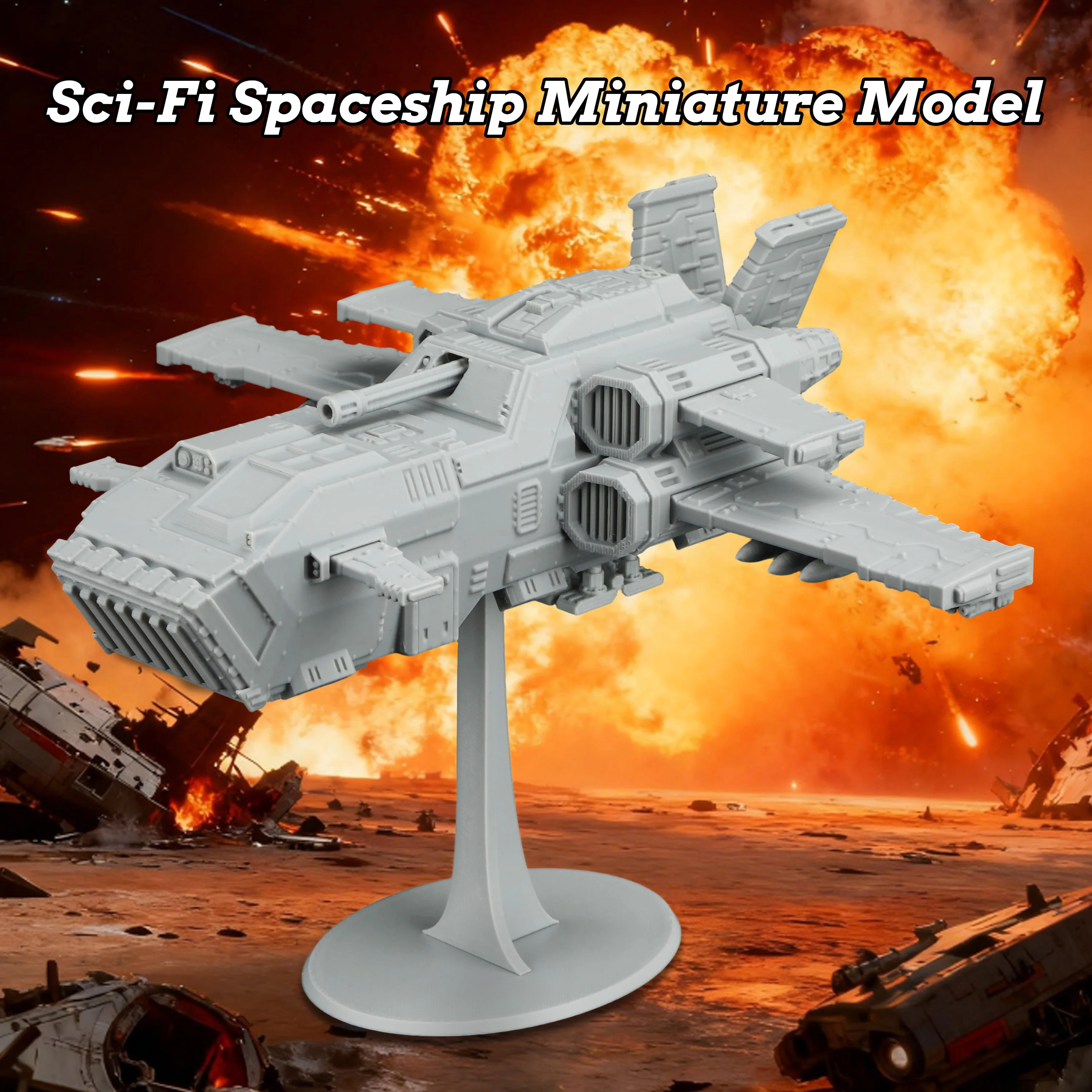 Sci-Fi Spaceship Miniature, Detailed Starcraft for TRPG Space Adventures, Smooth Snap-Fit Build, Immersion Design, Ideal for RPG