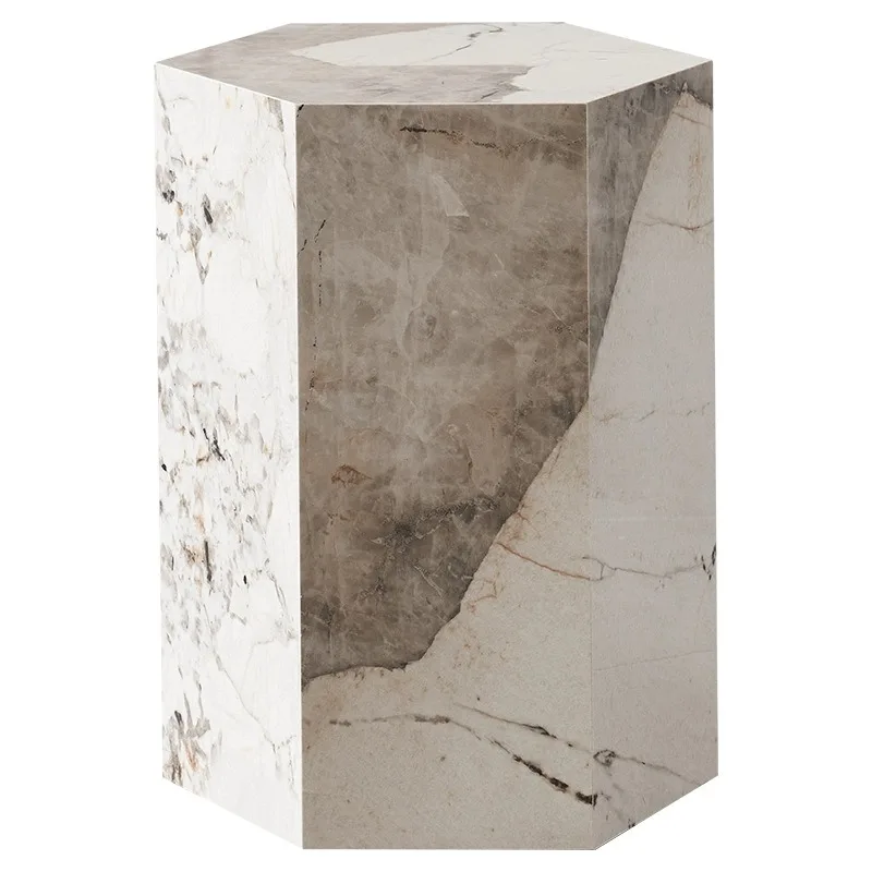 Italian light luxury rock slab polygonal coffee side table combination model room office coffee table