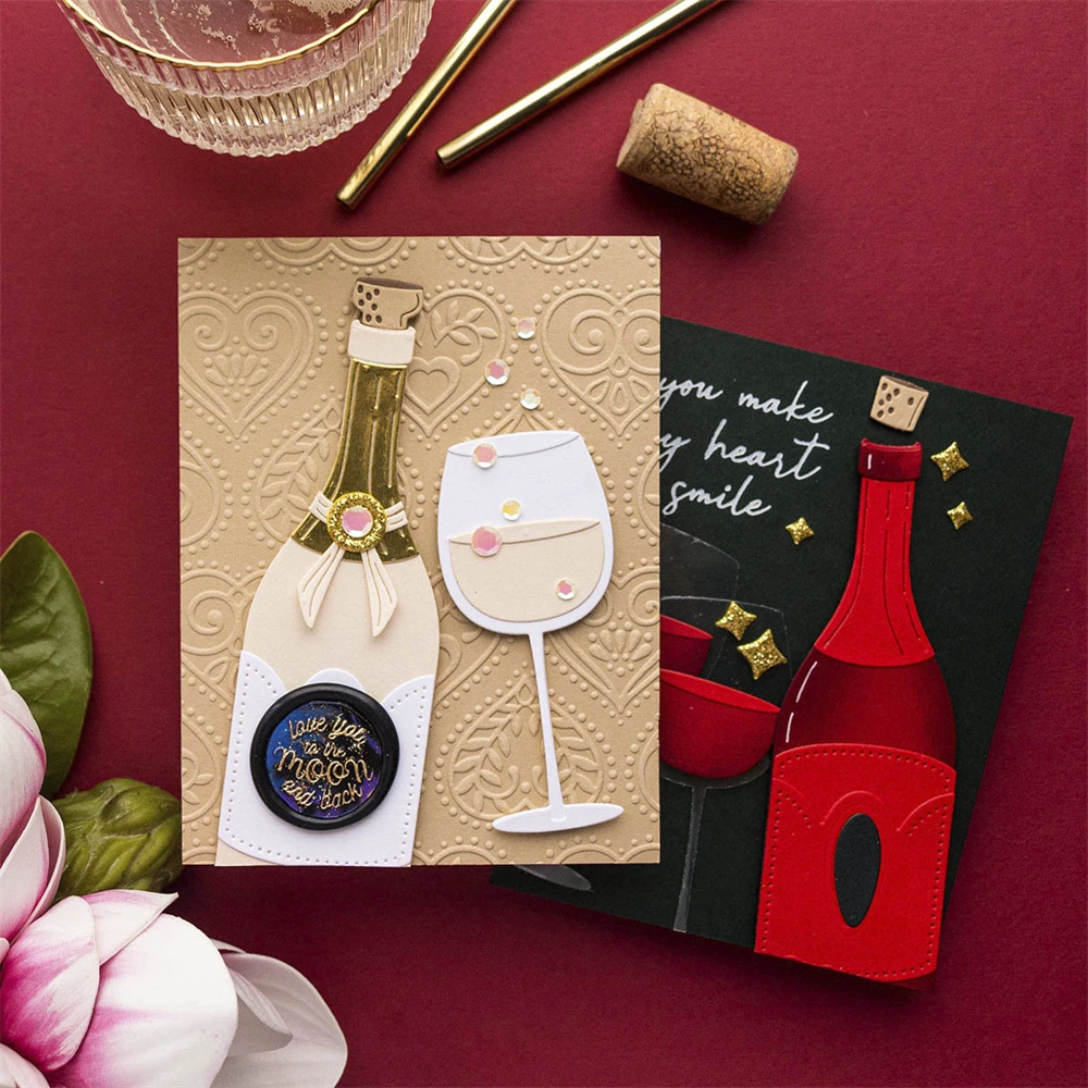 Delicious Wine Drink Delicate Glass Metal Cutting Dies Embossing Diecut For DIY Photo Album Card Making Scrapbooking Crafting
