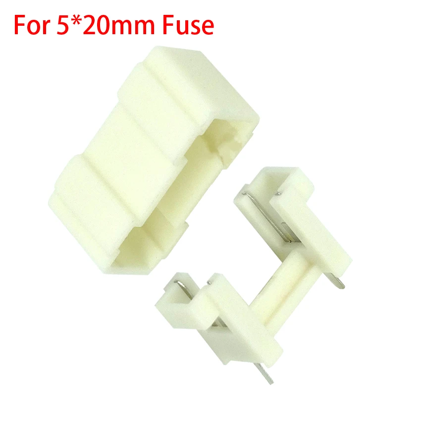 5*20mm 5x20mm 220V Fuse White Welding 2 Pins Panel Mount Socket Block Box PCB Glass Tube Fuse Holder Case With Cover