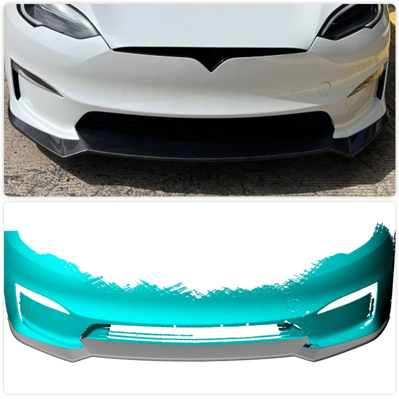 Car Front Bumper Lip Spoiler for Tesla Model S Plaid Sedan 4-Door 2021-2023 Front Lip Chin Apron Guard Body Kit Carbon Fiber