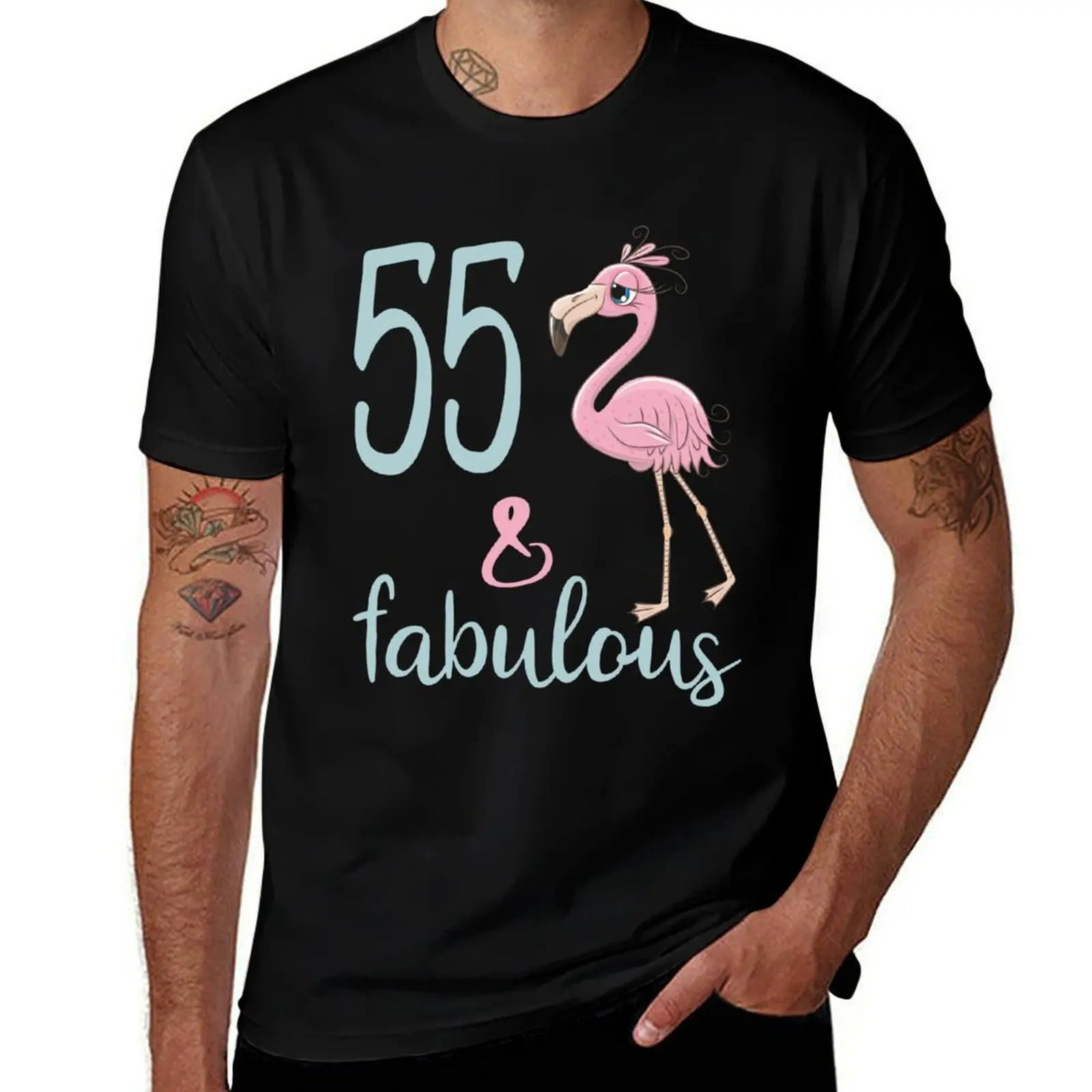 

55th Birthday Gift For Women 55 Years Old Fabulous Flamingo Fifty Five Bday Party Outfit For Mom T-Shirt
