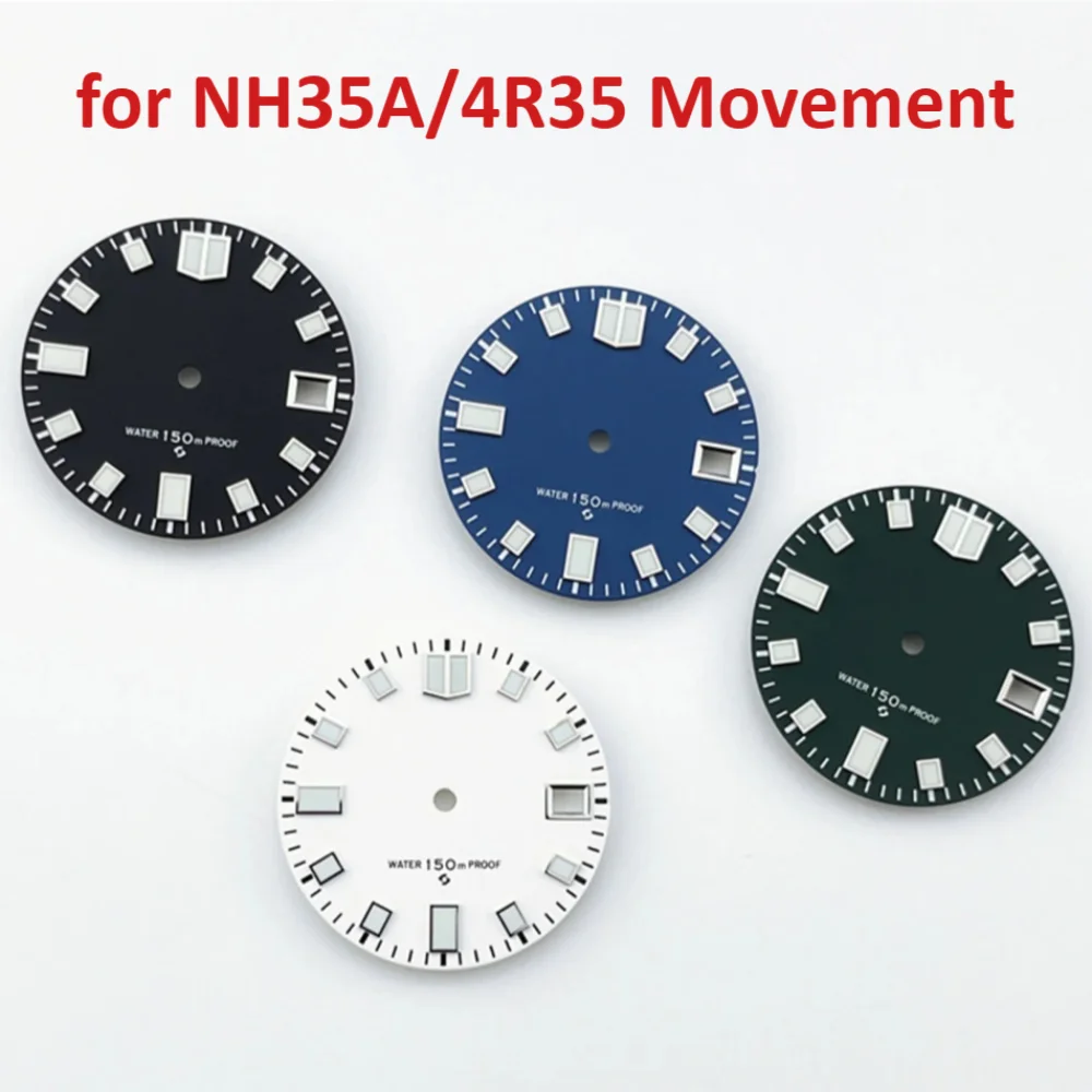 

New Watch NH35A Dial 28.5mm Green Luminous Dial Mechanical Face for NH35A/4R35 Movement Modified Watches Accessory