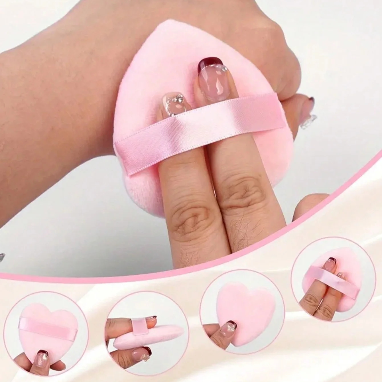 8개 하트 모양의 메이크업 스펀지 퍼프, 부드러운 크리스탈 벨벳, 폼, 부드럽고 피부 친화적인 메이크업, 휴대용 메이크업 도구 2035