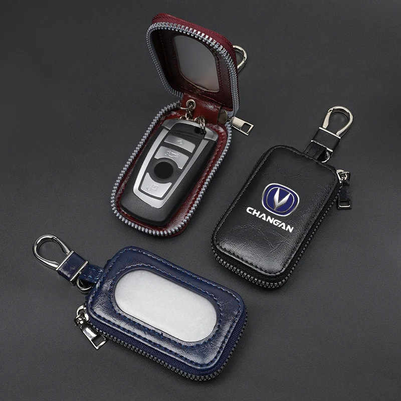 1Pcs Car Key Bag Cover Keychain Ring Leather Protection Case For Changan CS75 X5 CS55 CS35 X7 Plus CS95 F70 UNI-V UNI-T UNI-K UN