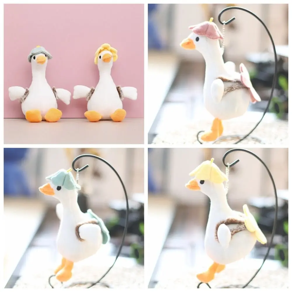 Sweet Flower Big White Goose Key Chain Korean Style Backpack Charms Plush Animal Pendant Cartoon Plush Cartoon Plush Doll Women