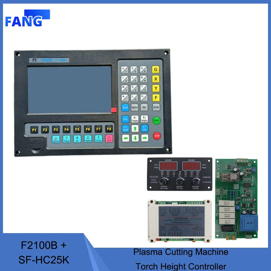 CNC Plasma Lifter Kit F2100B+SF-HC25K 2 Axis Plasma Cutting Machine Torch Height Controller