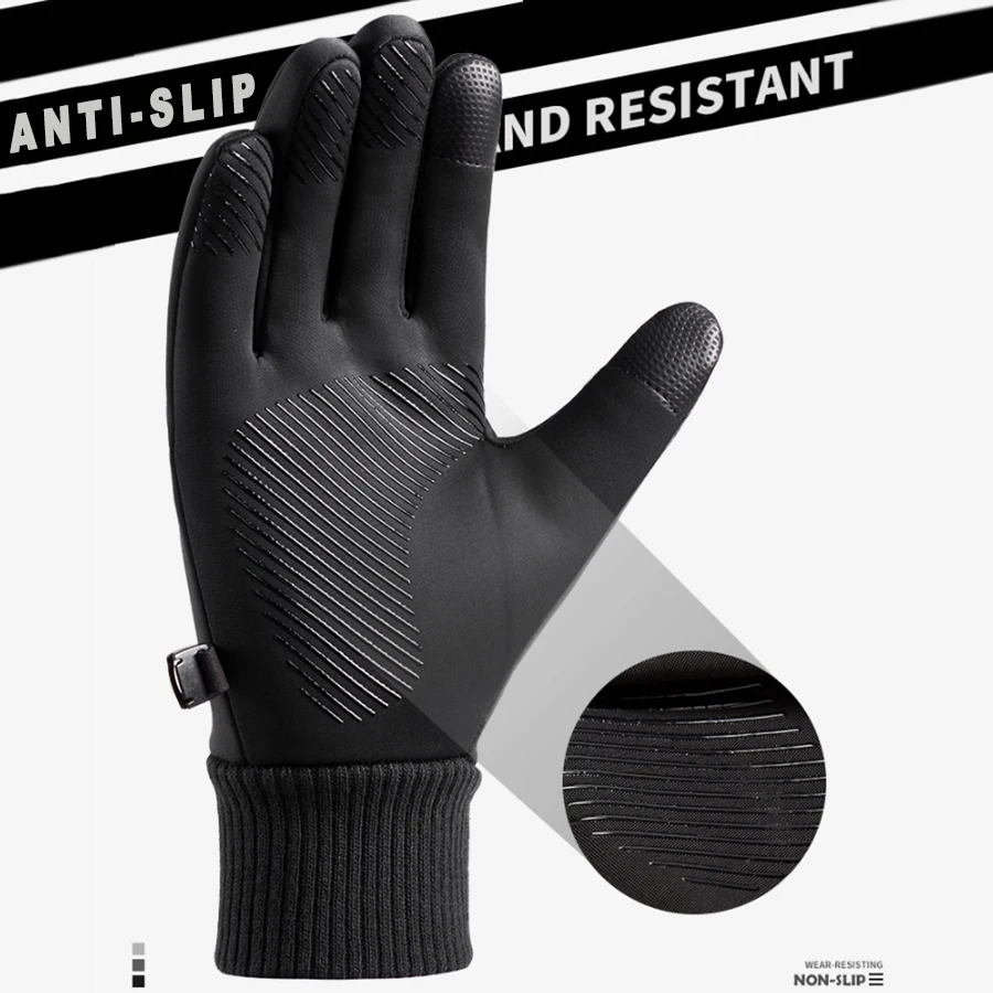 Winter Warm Full Fingers Waterproof Cycling Outdoor Sports Running Motorcycle Ski Touch Screen Fleece Gloves
