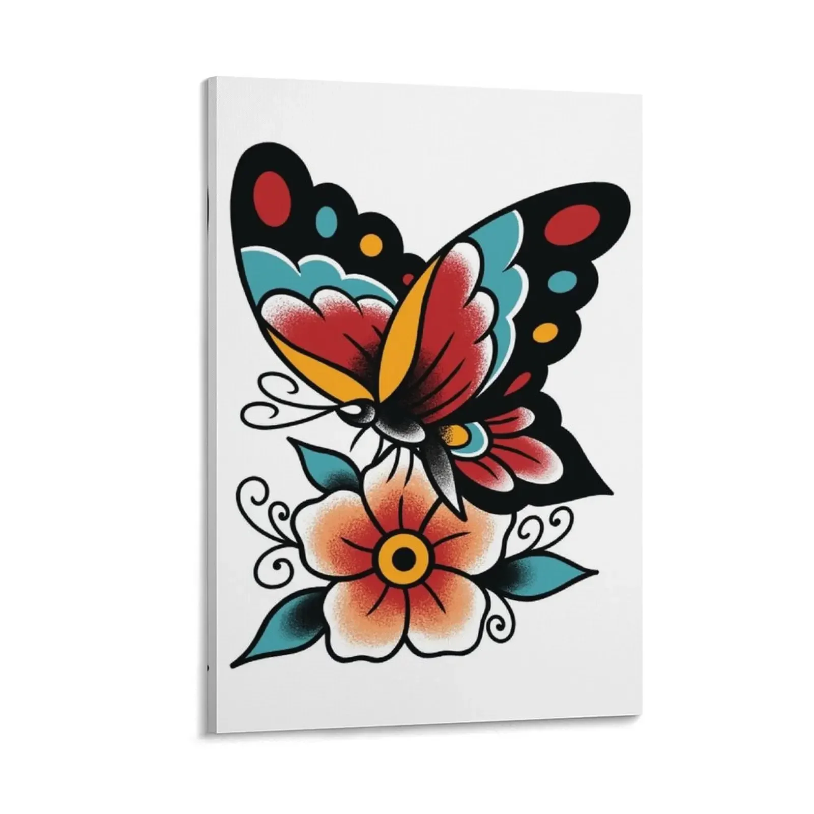 

Butterfly Traditional Tattoo Canvas Painting vintage home decor Bedroom deco Paintings on the wall