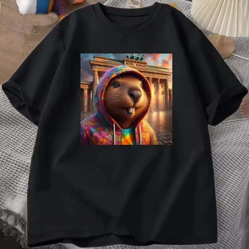 

Summer Men 2025 Gladiator 100% Cotton Casual T-shirt, cute Hamster Casual short-sleeved y2k