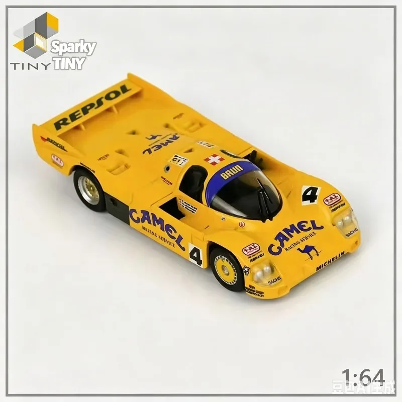 

Sparky TINY 1:64 premium sports car 962C Camel Le Mans, die cast alloy car model, male gift, adult collectible ornament.