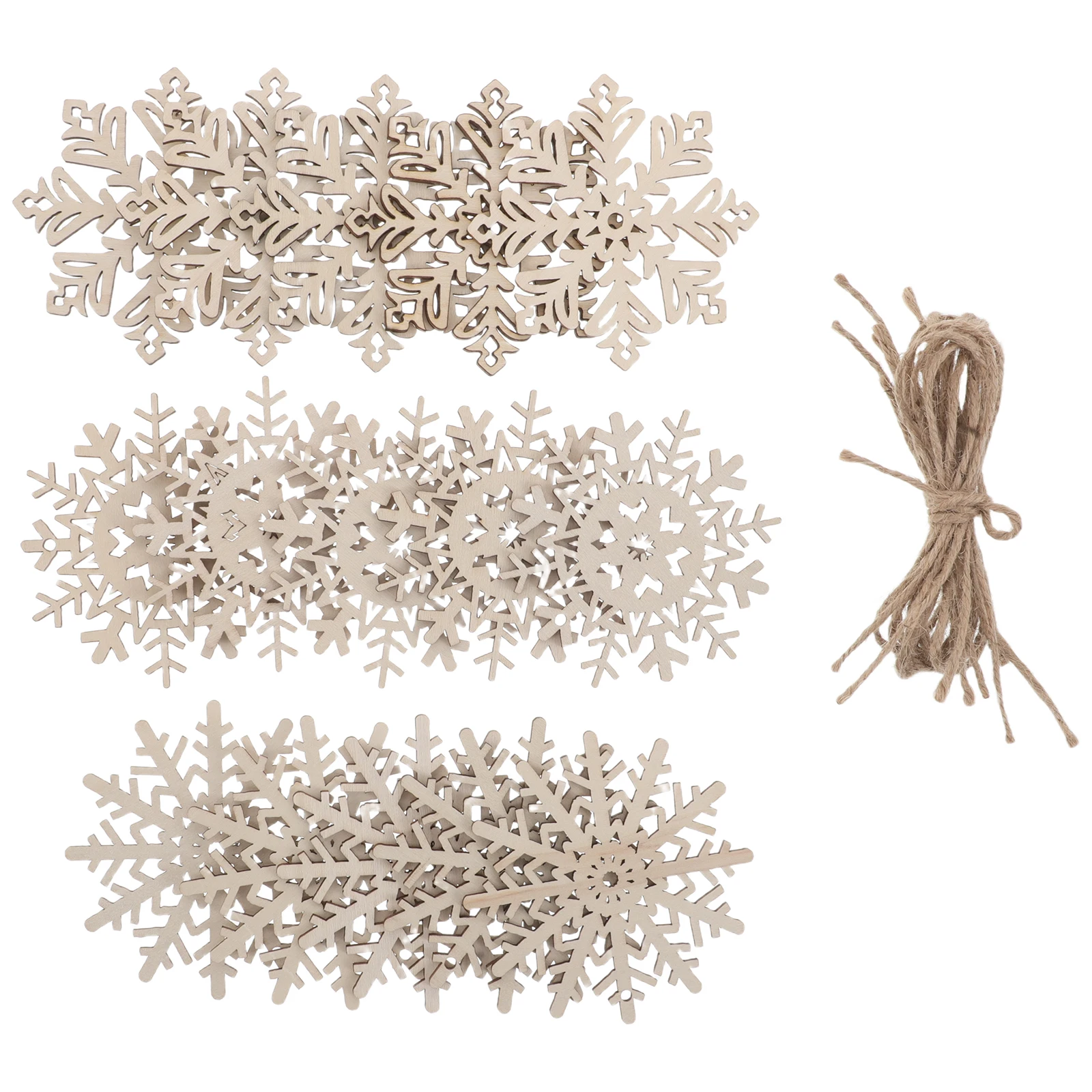 

30pcs Wooden Snowflake Ornaments Unfinished Rustic Christmas Tree Decor Holiday Pendant Winter Wonderland Party Supplies Craft