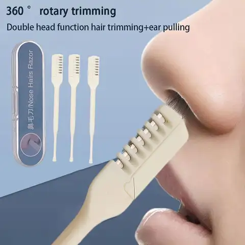 휴대용 양면 코 헤어 나이프, 수동 코 헤어 트리머, 360 도 회전 클리퍼, 코 헤어 트리머 청소 도구