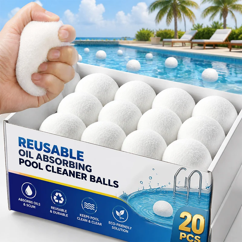 Palline Filtranti Riutilizzabili per Piscina, Spugna Assorbente Olio, Sfera Galleggiante Efficiente per Pulizia Piscine e Vasche Idromassaggio, Rimuov