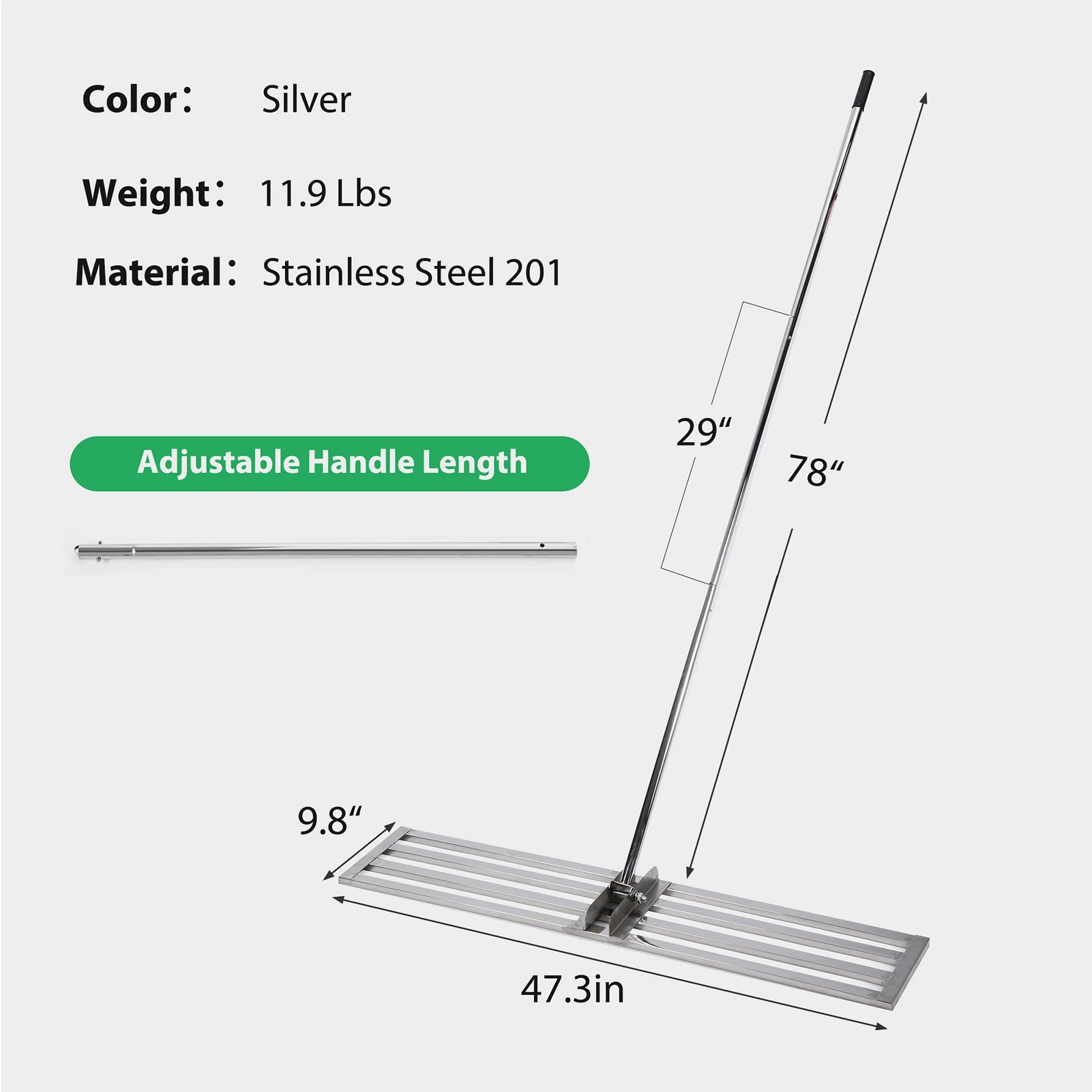 Lawn Leveling Rake 36inchx10inch Heavy-duty Lawn Leveler With 78inch Steel Extended Handle For Garden Golf Lawn Farm