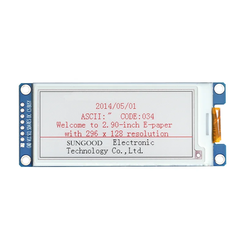 Módulo de tela de tinta e-paper de 2.9 polegadas, driver ssd1680, preto e branco, vermelho, três cores, epd, resolução 128*296, interface spi, 8 pinos