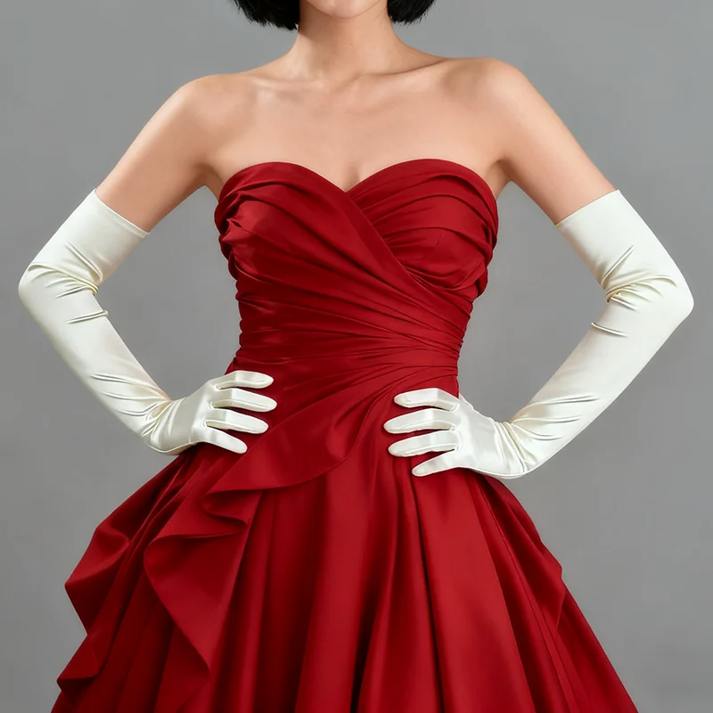 ถุงมือผ้าซาตินยืดหยุ่นสำหรับผู้หญิง ยาว 70 ซม. เหมาะสำหรับงานแต่งงาน งานแสดง งานคอสเพลย์ งานราตรี หรือโอกาสพิเศษอื่นๆ ให้ลุคสง่างาม