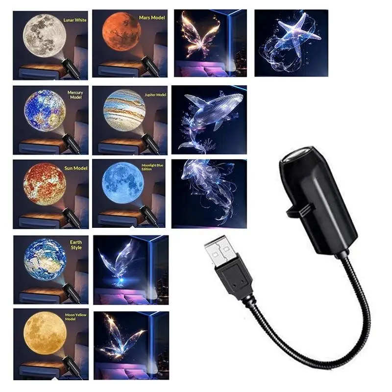 

6/9Mode USB Ceiling Projector Light LED Night Light Whale Ocean Butterfly Replaceable Film Projector USB Plug Kids Birthday Gift