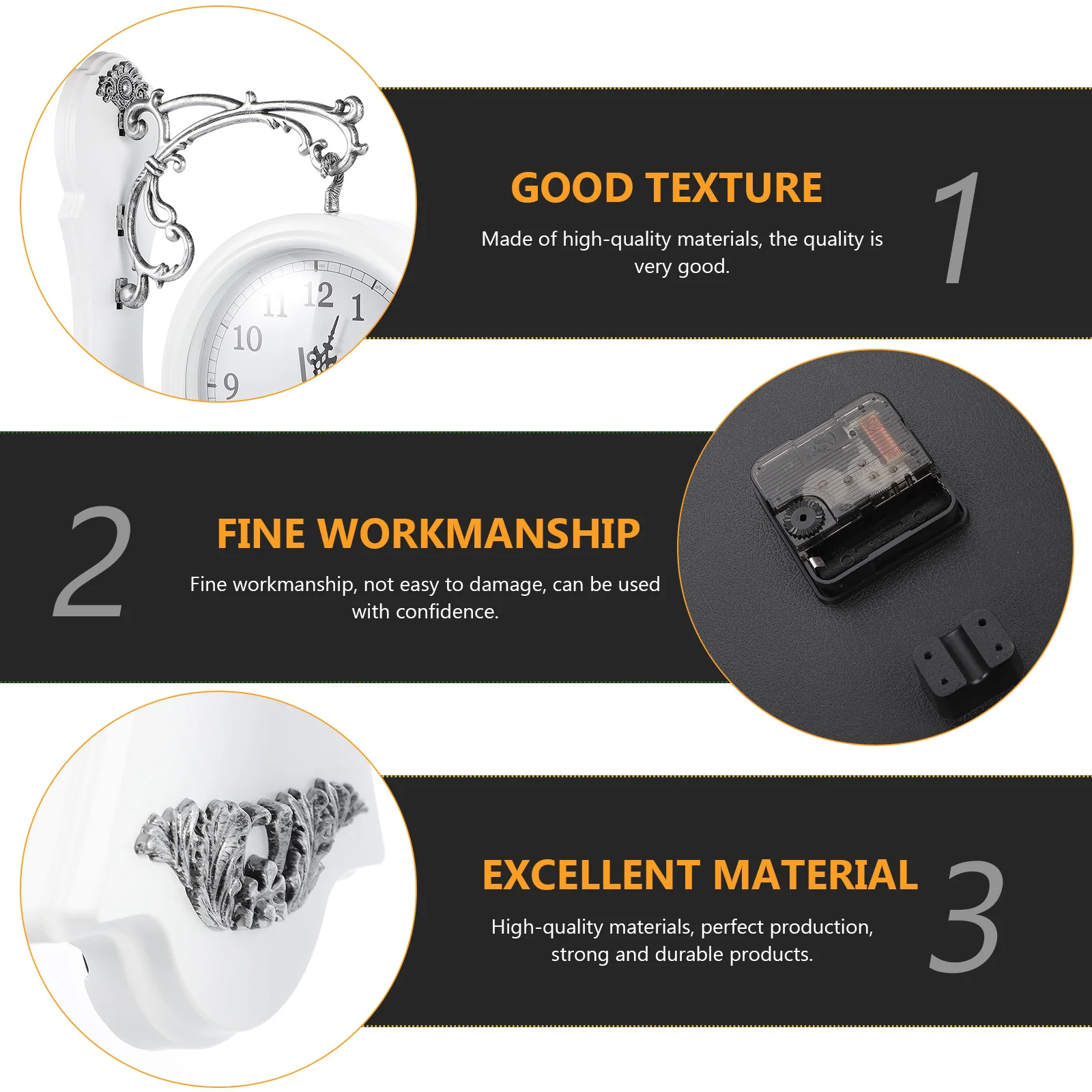 

Double Sided Wall Clock Retro Vintage Degree Rotation Home Office Kitchen Decorative Double Sided Hanging Clock