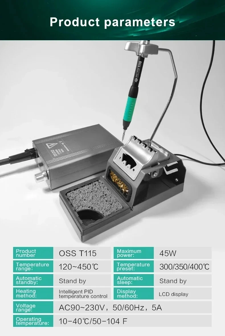 Oss T115 Electric Soldering Iron with Temperature Control PCB Soldering Station for Phone Motherboard Solder Welding Repair Tool