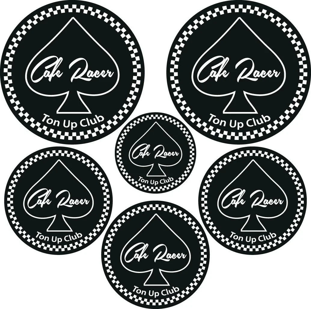 

For 1Set Cafe Racer Ton up Sticker set Motorbike Motorcycle Helmet Race Bikers Decals