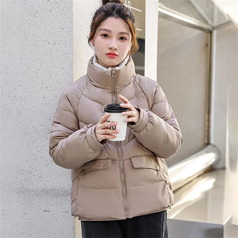 Y2K Winter Down Cotton Jacket 2024 New Stand-Up Collar Thicken Women's Clothes Outeawer Solid Colour Fashion Female Parkas Coat