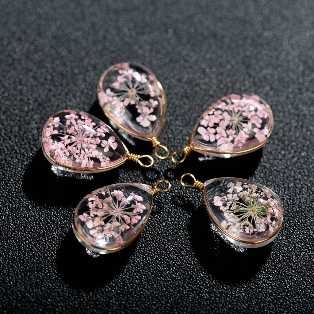 18x13 Teardrop-shaped Flower Glass Beads With Hook Pendant Accessories Material Earrings Making Z046